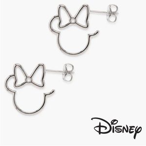 Disney Minnie Mouse Head Hoop Earrings Silver